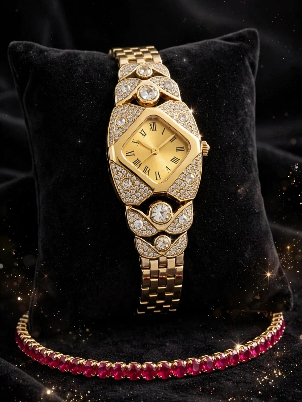 Gold Crystal Accent Women's Bracelet Watch - Luxe Gold Tone